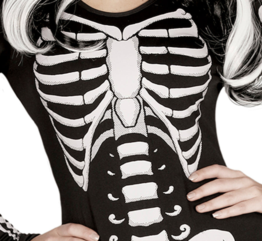 GP88039 – Skelett Halloween Jumpsuit Kostüm Grusel – Größe: 38 - 40 (M) – Farbe: Schwarz, Ansicht 2