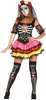 GP88067 – Halloween Fiesta Mexiko Kostüm Bunter Totenkopf – Größe: 36 - 38 (S) – Farbe: Schwarz
