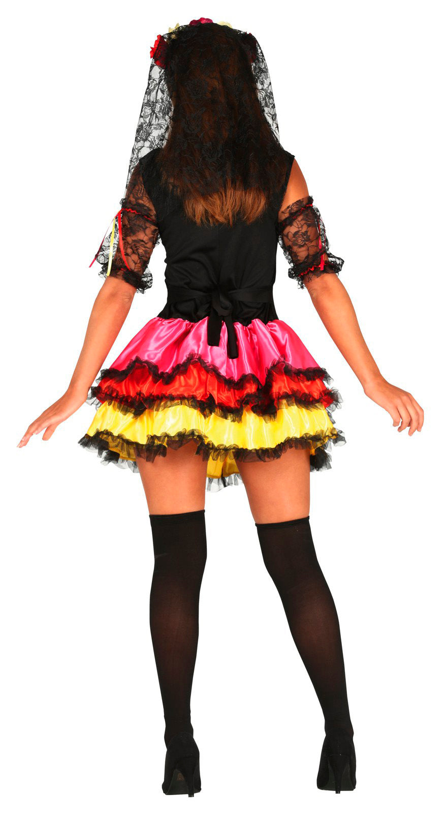GP88067 – Halloween Fiesta Mexiko Kostüm Bunter Totenkopf – Größe: 38 - 40 (M) – Farbe: Schwarz