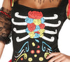 GP88067 – Halloween Fiesta Mexiko Kostüm Bunter Totenkopf – Größe: 38 - 40 (M) – Farbe: Schwarz