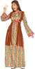 GP88289 – Hippie Flower Power Kleid 60s – Größe: 36 - 38 (S) – Farbe: Braun