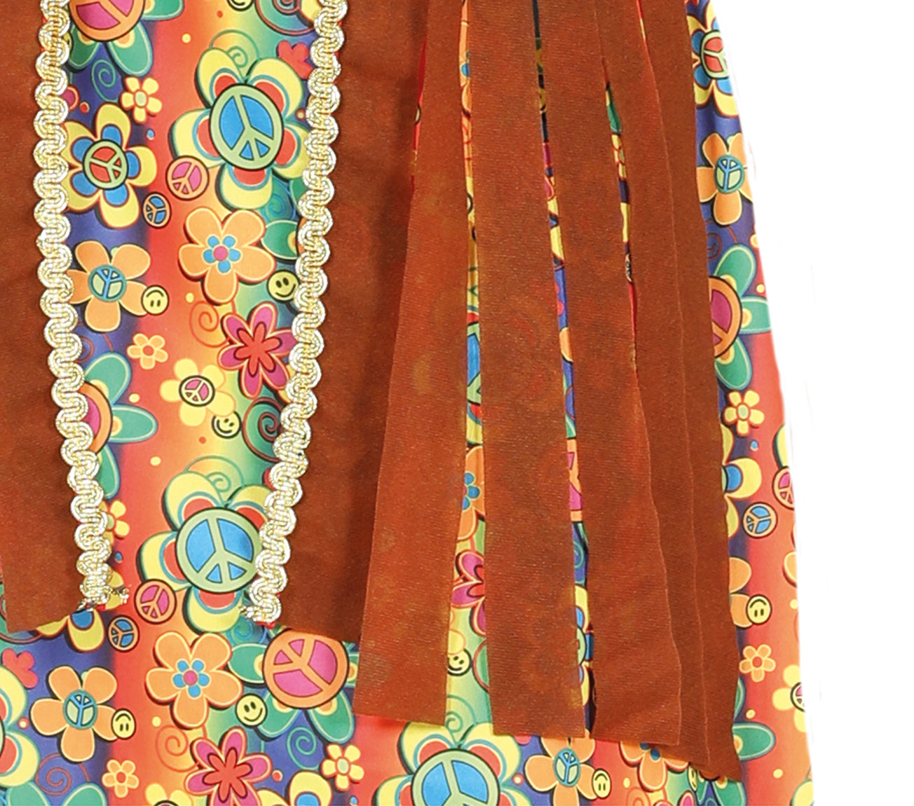GP88289 – Hippie Flower Power Kleid 60s – Größe: 36 - 38 (S) – Farbe: Braun