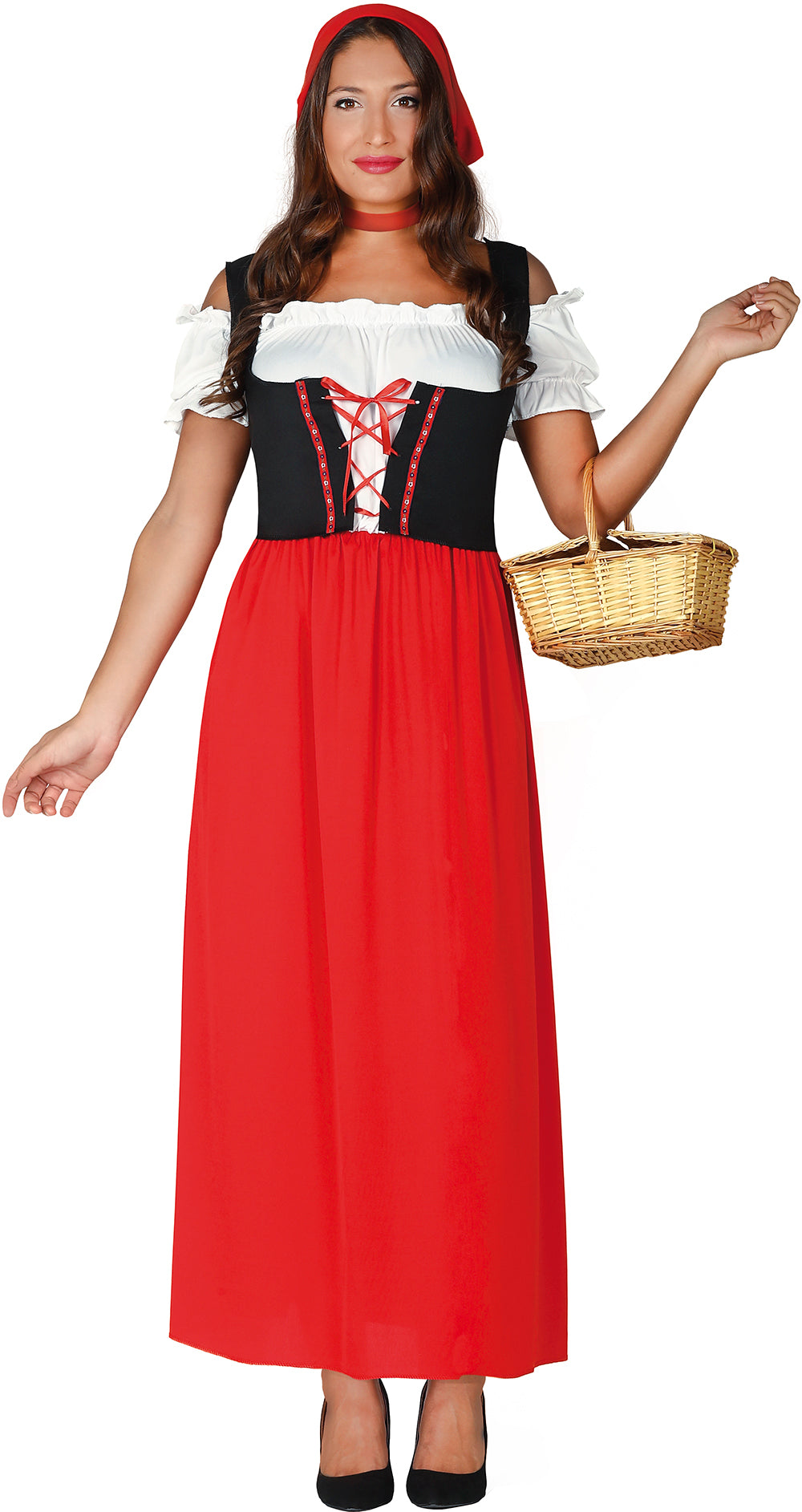 GP80664 – Mittelalter Wirtin Kostüm Rot – Größe: 44 - 46 (XL) – Farbe: Braun