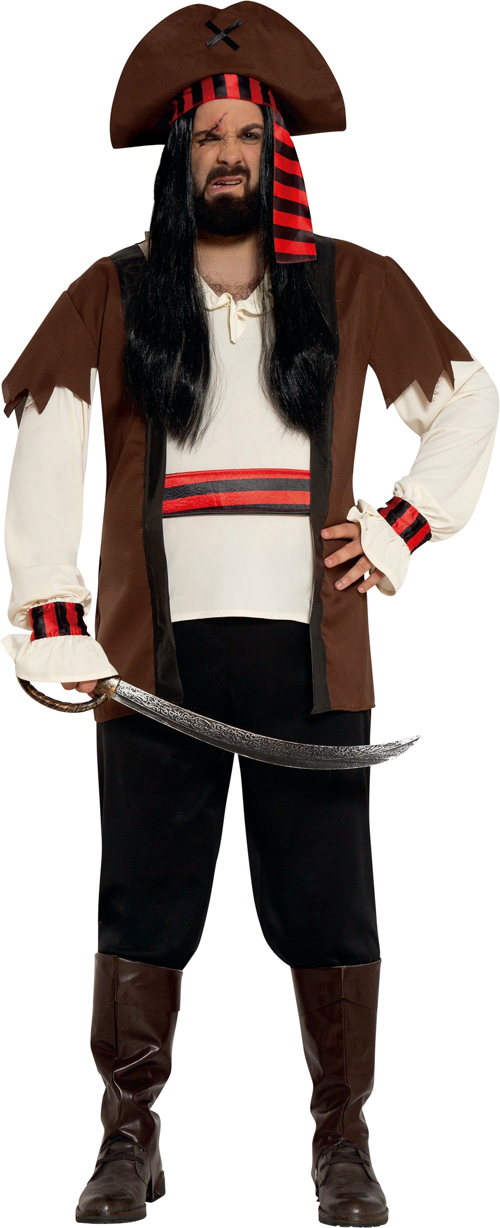 GP86505 – Pirat Abenteuer Kostüm Karneval Fasching – Größe: 54 - 56 (XL) – Farbe: Braun