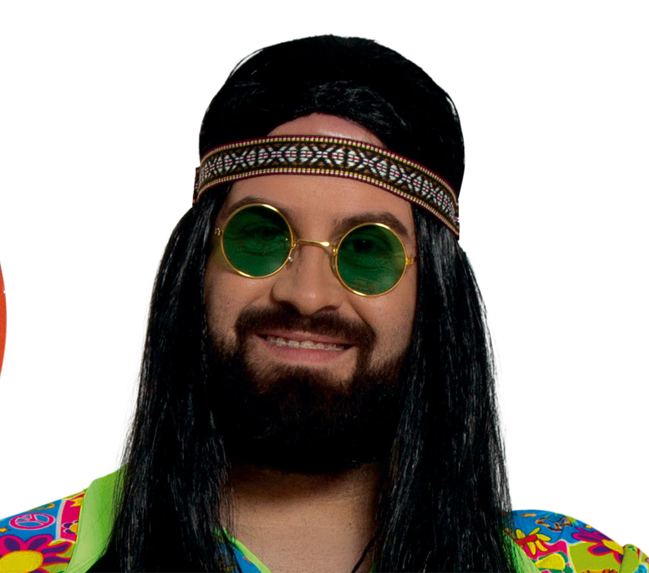 GP80631 – Hippie Karneval Kostüm Bunte Blumenkraft – Größe: 54 - 56 (XL) – Farbe: Grün