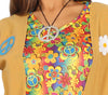 GP88173 – Hippie Karneval Gewand Blumige – Größe: 36 - 38 (S) – Farbe: Braun
