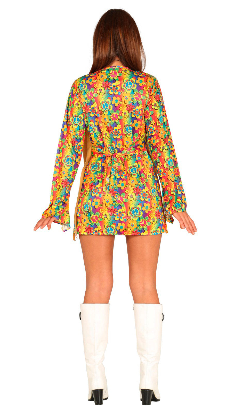 GP88173 – Hippie Karneval Gewand Blumige – Größe: 38 - 40 (M) – Farbe: Braun
