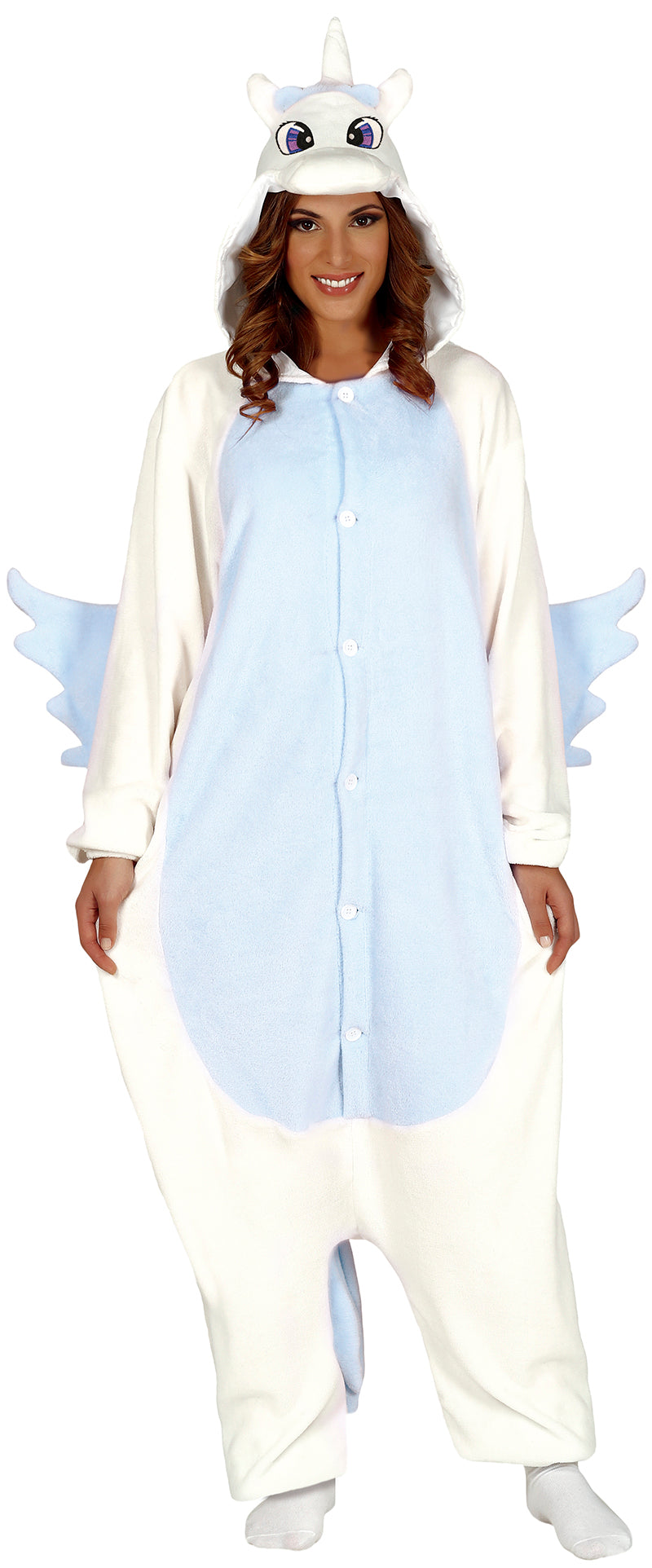 Einhorn Kostüm für Erwachsene blau mit Flügeln