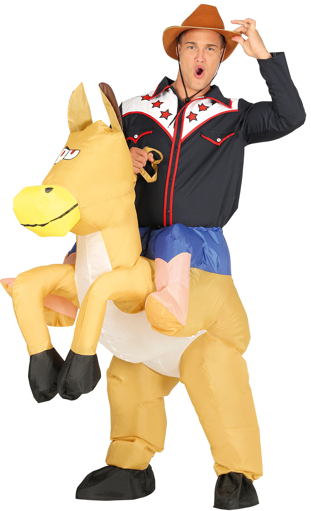 GP88208 – Cowboy Inflatable Kostüm Wilde Western Karneval – Größe: 52 - 54 (L) – Farbe: Braun