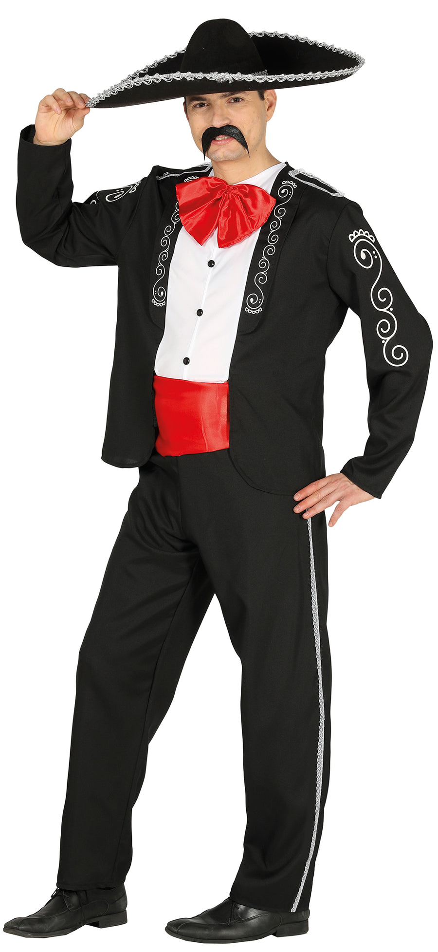 GP88246 – Mexiko Karneval Kostüm Traditionelle Tracht – Größe: 48 - 50 (M) – Farbe: Schwarz, Ansicht 2