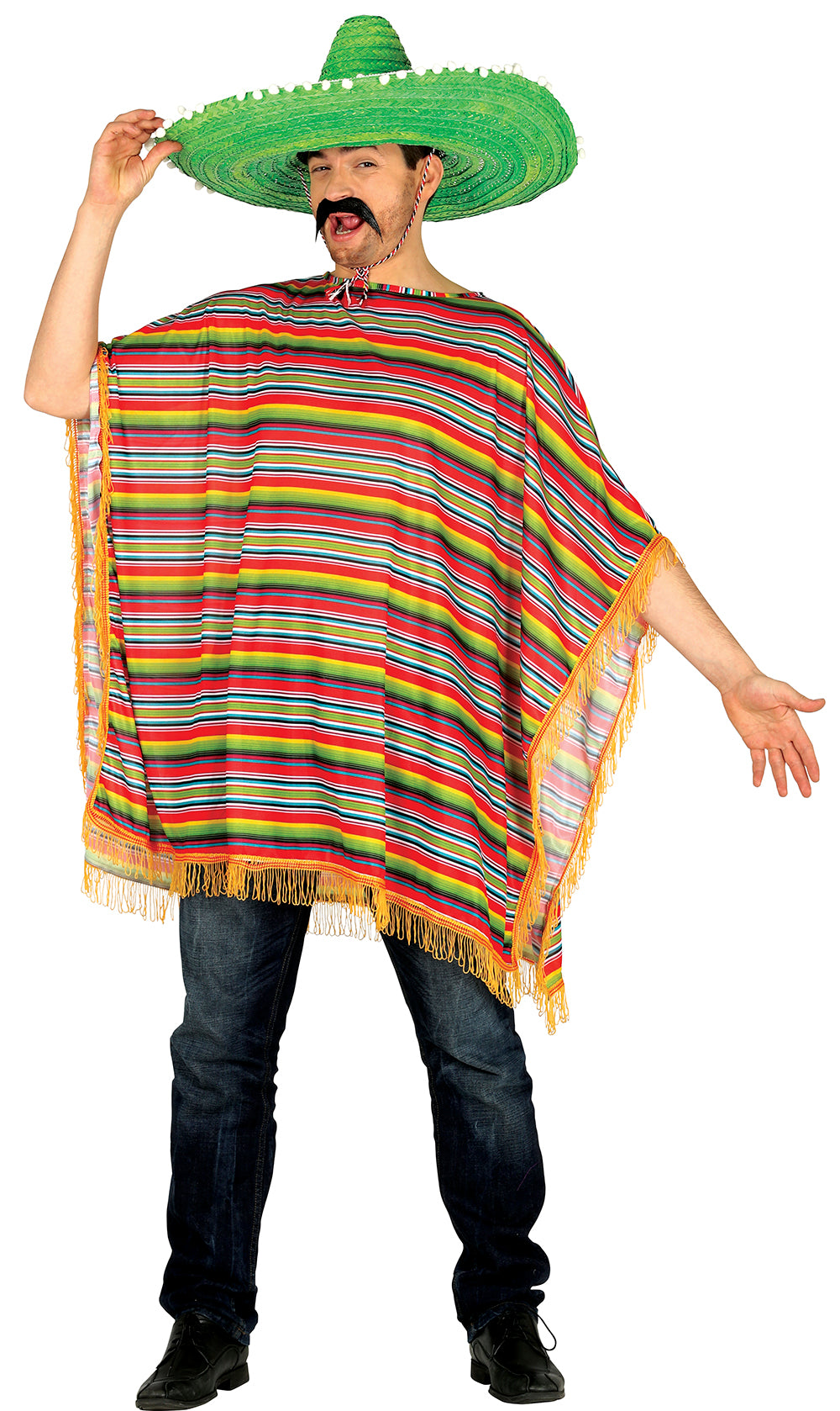 GP88302 – Mexiko Poncho Karneval Fasching – Größe: 52 - 54 (L) – Farbe: Mehrfarbig