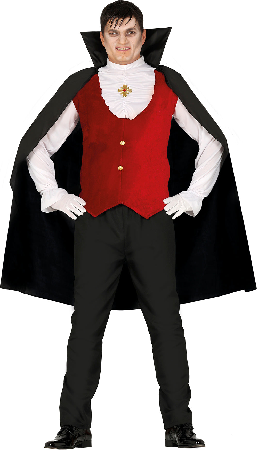 GP88314 – Vampir Halloween Kleid Mantel Rote Weste – Größe: 52 - 54 (L) – Farbe: Grau