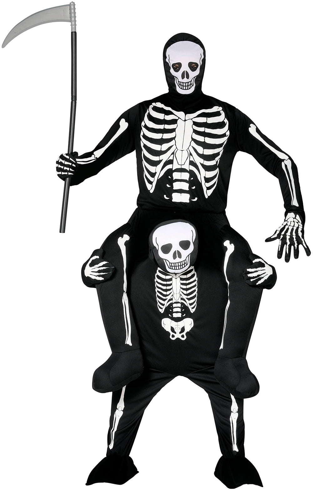 GP88339 – Skelett Huckepack Kostüm Halloween – Größe: 52 - 54 (L) – Farbe: Weiß