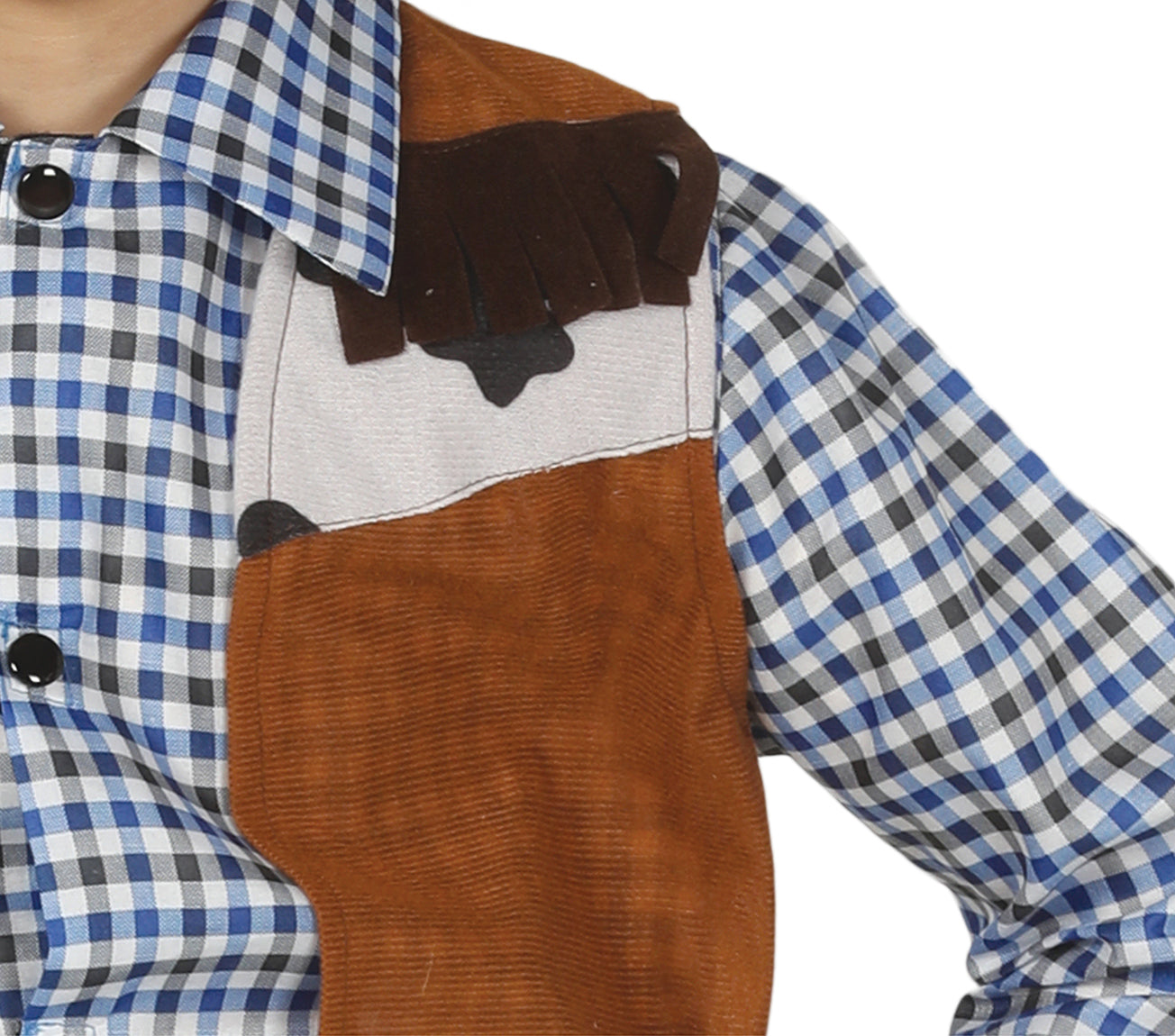 GP88428 – Cowboy Abenteuer Outfit Weste Jeans – Größe: 110/116 – Farbe: Braun