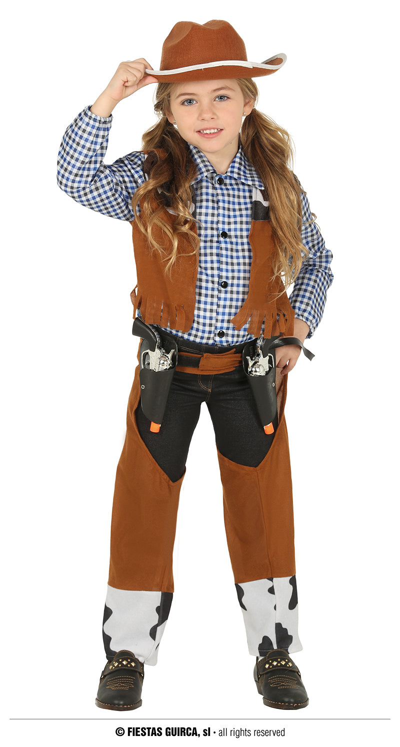 GP88428 – Cowboy Abenteuer Outfit Weste Jeans – Größe: 128/134 – Farbe: Braun
