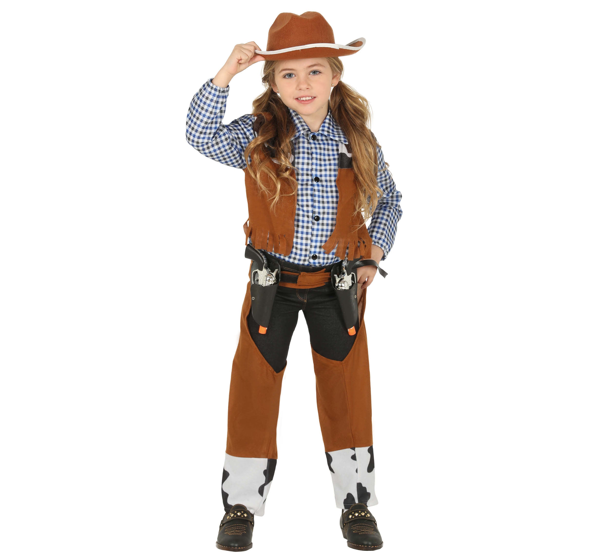 GP88428 – Cowboy Abenteuer Outfit Weste Jeans – Größe: 140/146 – Farbe: Braun