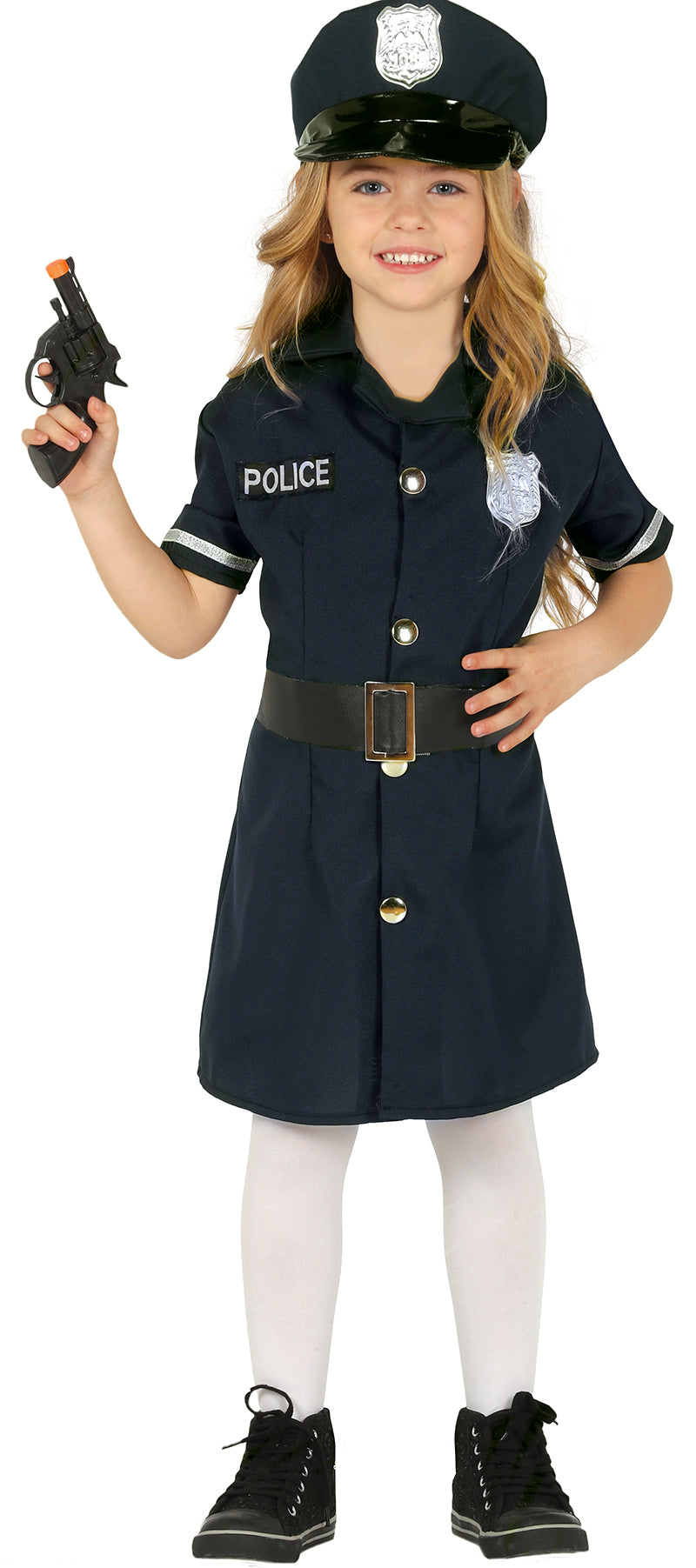 GP88453 – Polizei Kostüm Set Mütze Kleid – Größe: 98/104 – Farbe: Schwarz