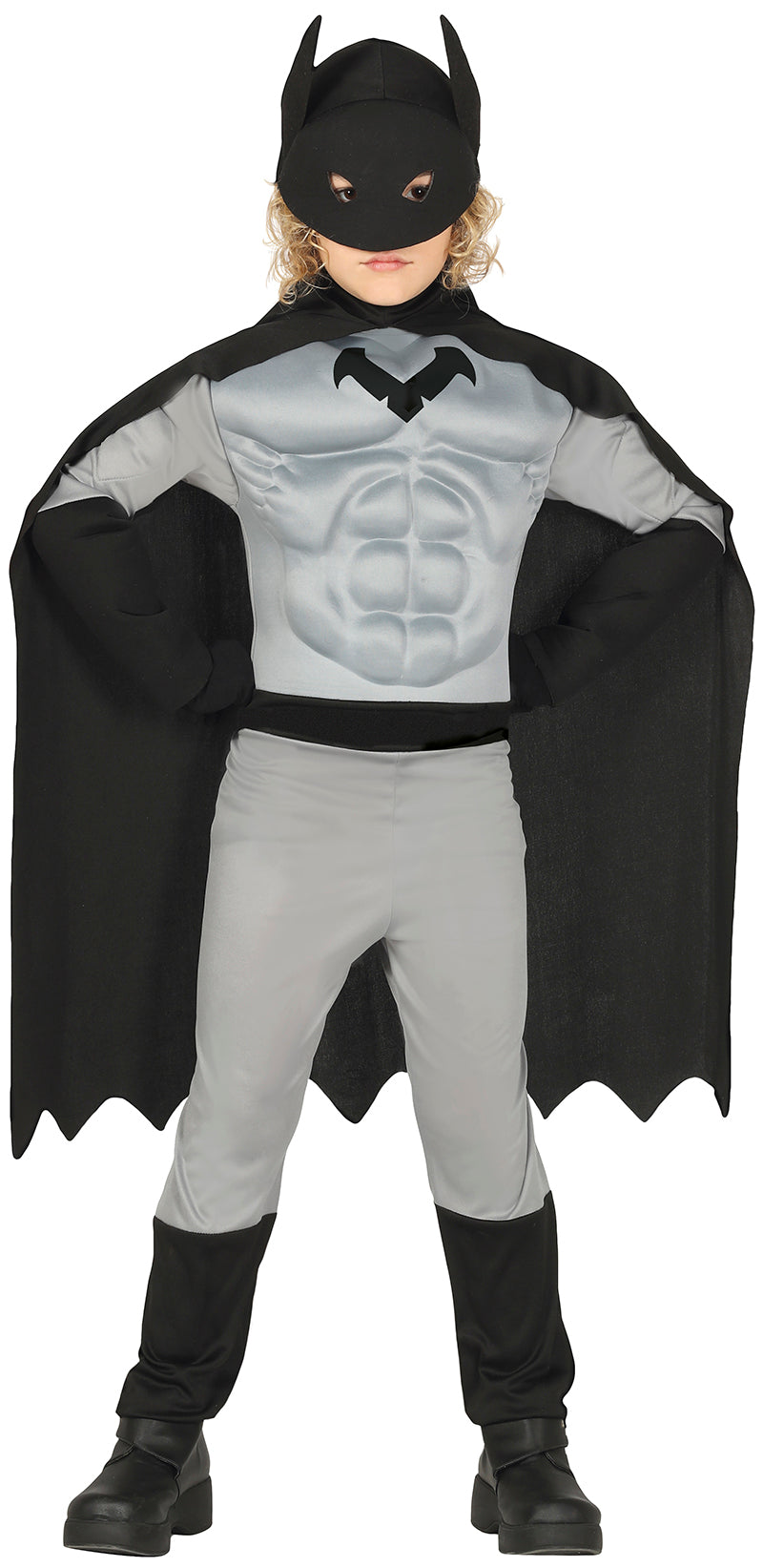 GP88457 – Fledermaus Abenteuerheld Kinder Kostüm – Größe: 98/104 – Farbe: Grau