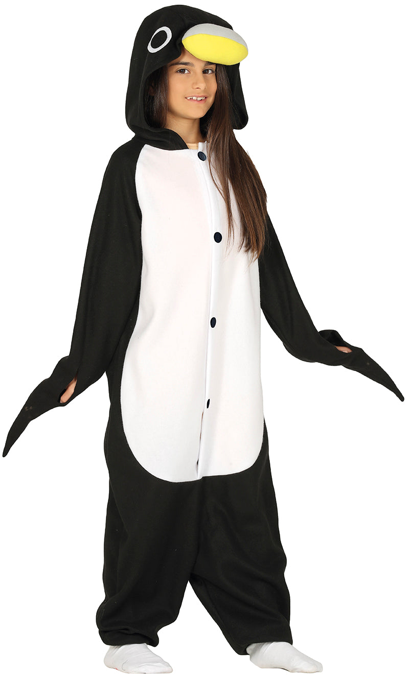 GP88467 – Tierisches Abenteuer Pinguin Kigurumi Kostüm – Größe: 128/134 – Farbe: Weiß