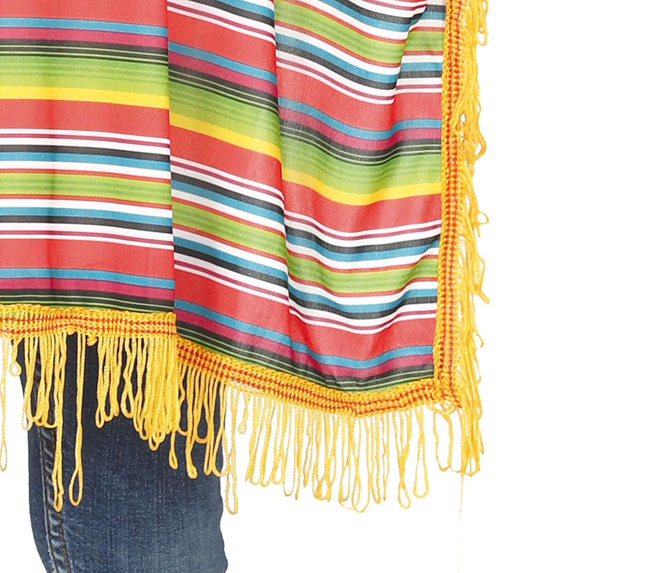 GP88503 – Mexiko Karneval Poncho Bunter Streifen – Größe: 128/134 – Farbe: Mehrfarbig