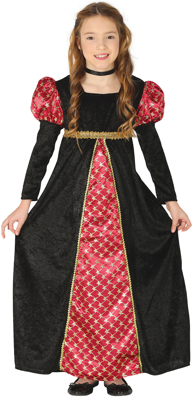 GP88535 – Mittelalter Prinzessin Kostüm Burgfräulein – Größe: 140/146 – Farbe: Schwarz