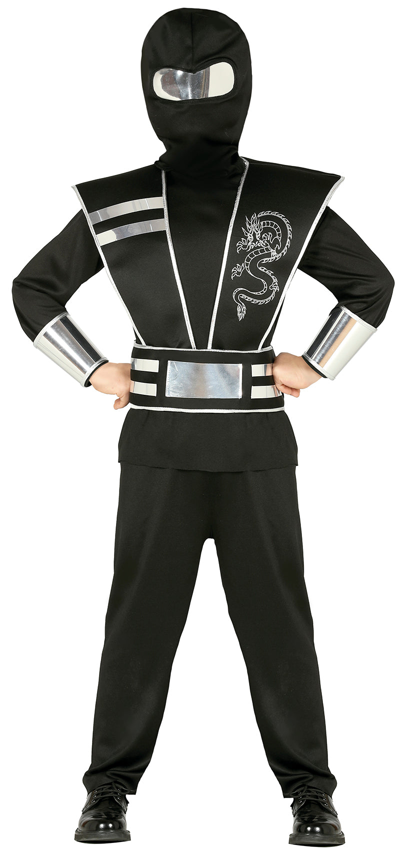 GP88538 – Ninja Kriegerkostüm Karneval Cool – Größe: 110/116 – Farbe: Schwarz