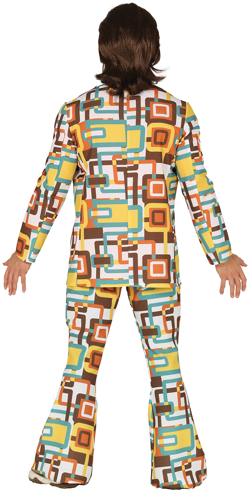 GP88625 – 70s Retro Partykostüm Bunt – Größe: 46 - 48 (S) – Farbe: Mehrfarbig