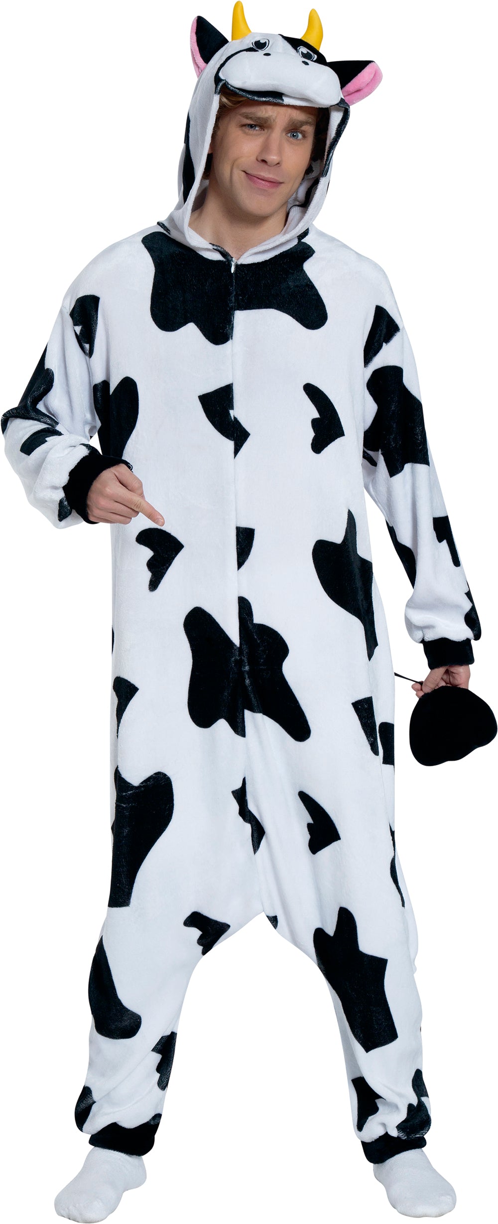 GP88565 – Tierische Kigurumi Karneval Kuh Kostüm – Größe: 52 - 54 (L) – Farbe: Weiß