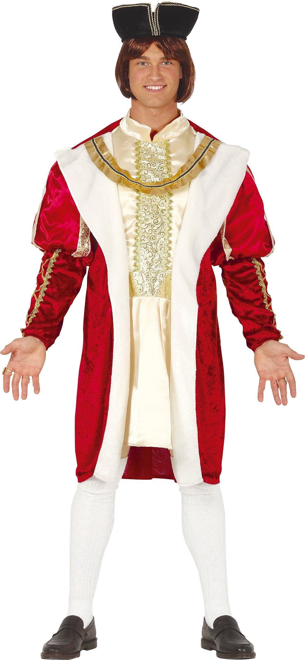 GP88587 – Mittelalter König Gewandung Kostüm – Größe: 52 - 54 (L) – Farbe: Rot