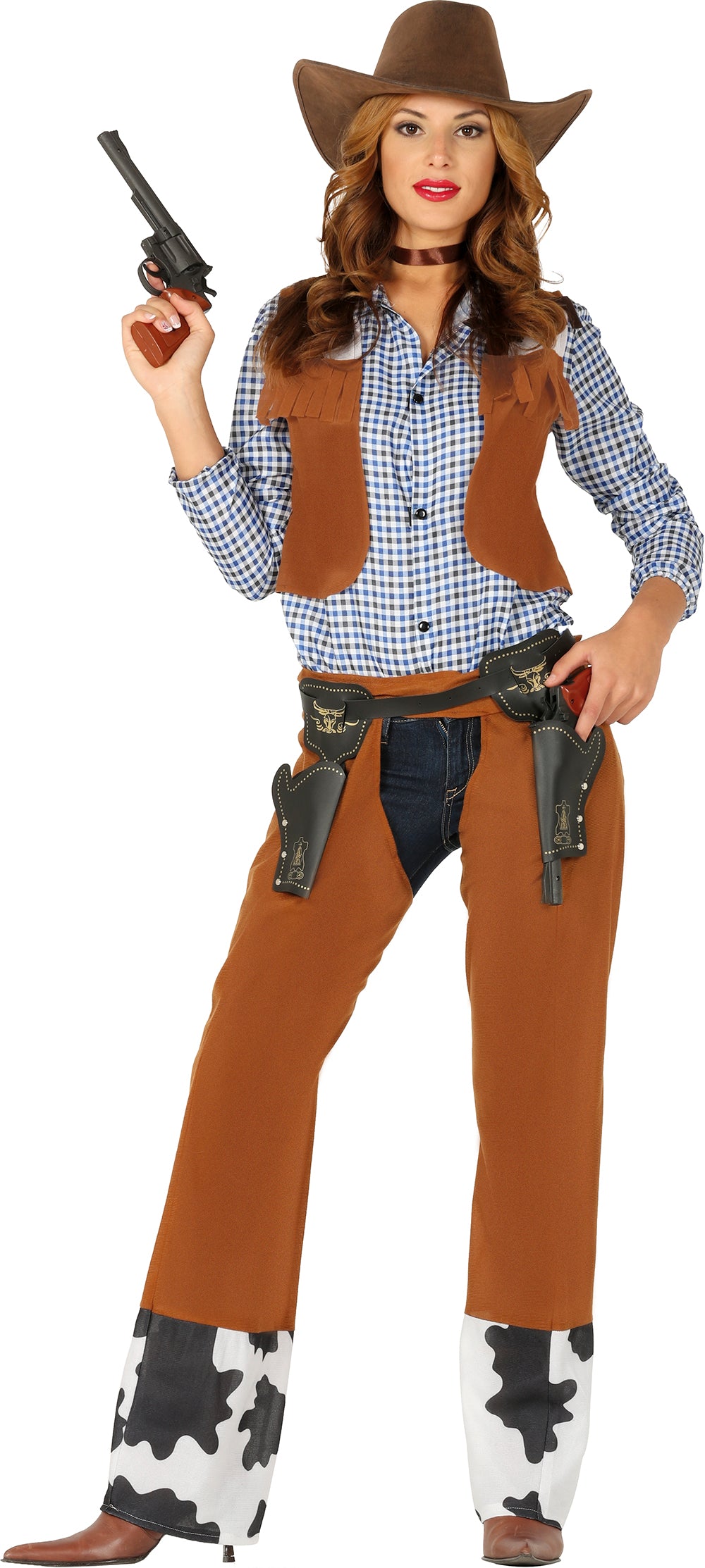 GP88590 – Cowgirl Trachten Karneval Kostüm – Größe: 38 - 40 (M) – Farbe: Braun