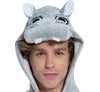GP88614 – Tier Abenteuer Nilpferd Kigurumi Hoodie – Größe: 52 - 54 (L) – Farbe: Grau