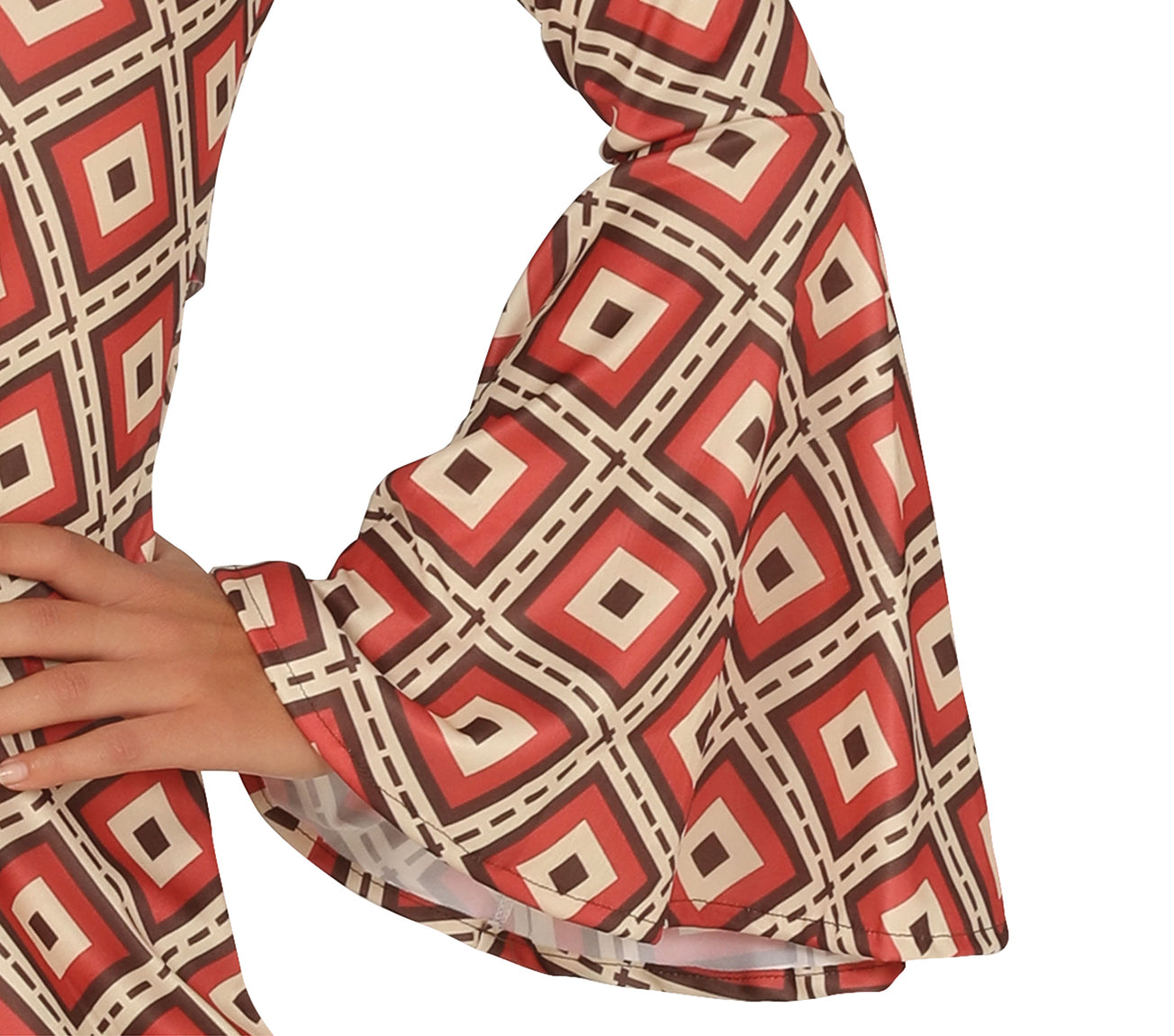 GP88619 – 70S Disco Nachtmode Muster Kleid – Größe: 38 - 40 (M) – Farbe: Mehrfarbig
