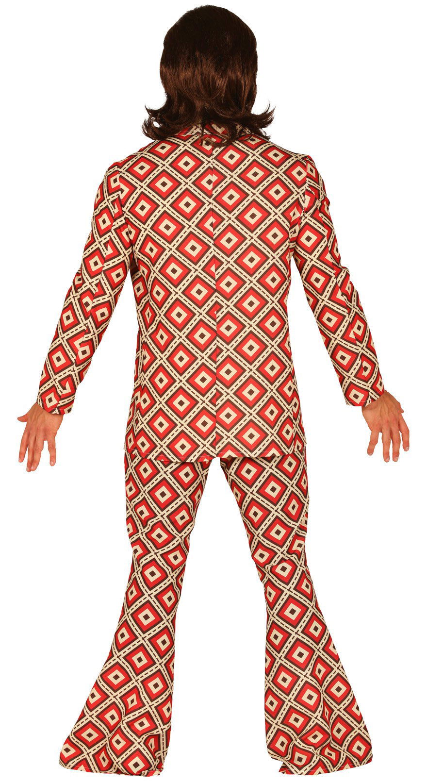 GP88623 – 70er Jahre Partyoutfit Rautenmuster – Größe: 52 - 54 (L) – Farbe: Mehrfarbig