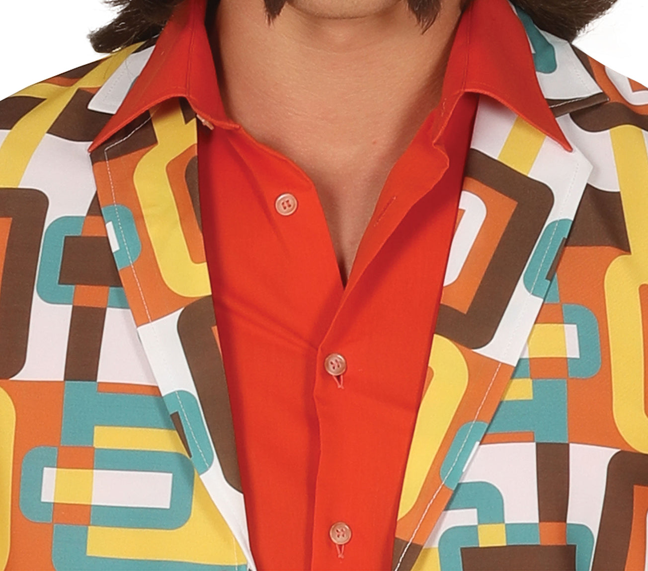 GP88625 – 70s Retro Partykostüm Bunt – Größe: 48 - 50 (M) – Farbe: Mehrfarbig