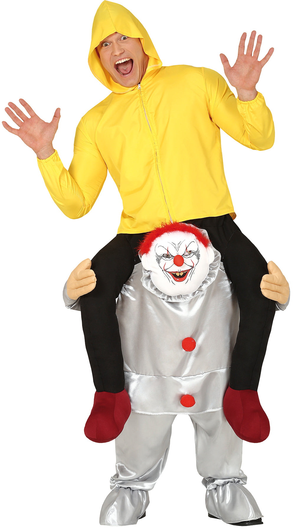 GP88714 – Clown Huckepack Halloween Kostüm – Größe: 52 - 54 (L) – Farbe: Grau