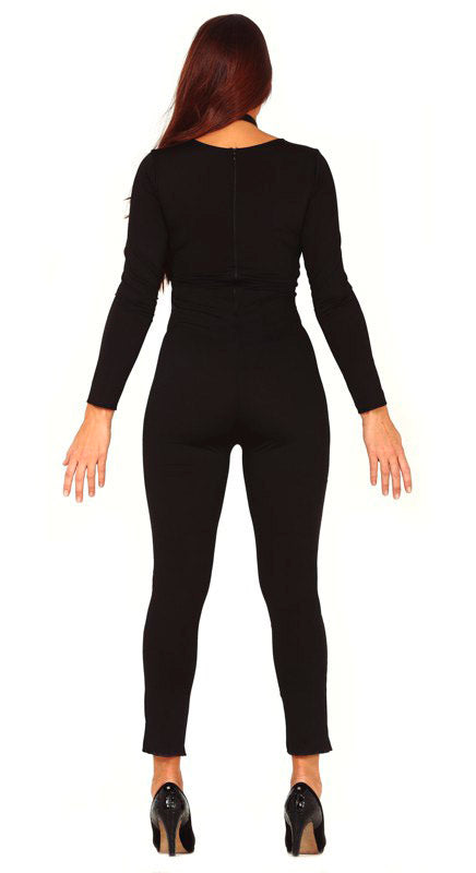 GP88762 – Skelett Jumpsuit Halloween Kostüm – Größe: 38 - 40 (M) – Farbe: Schwarz