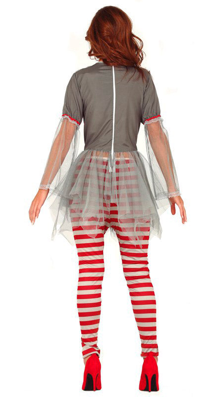 GP88777 – Clown Zirkusfigur Gruselspaß Kostümset – Größe: 38 - 40 (M) – Farbe: Grau