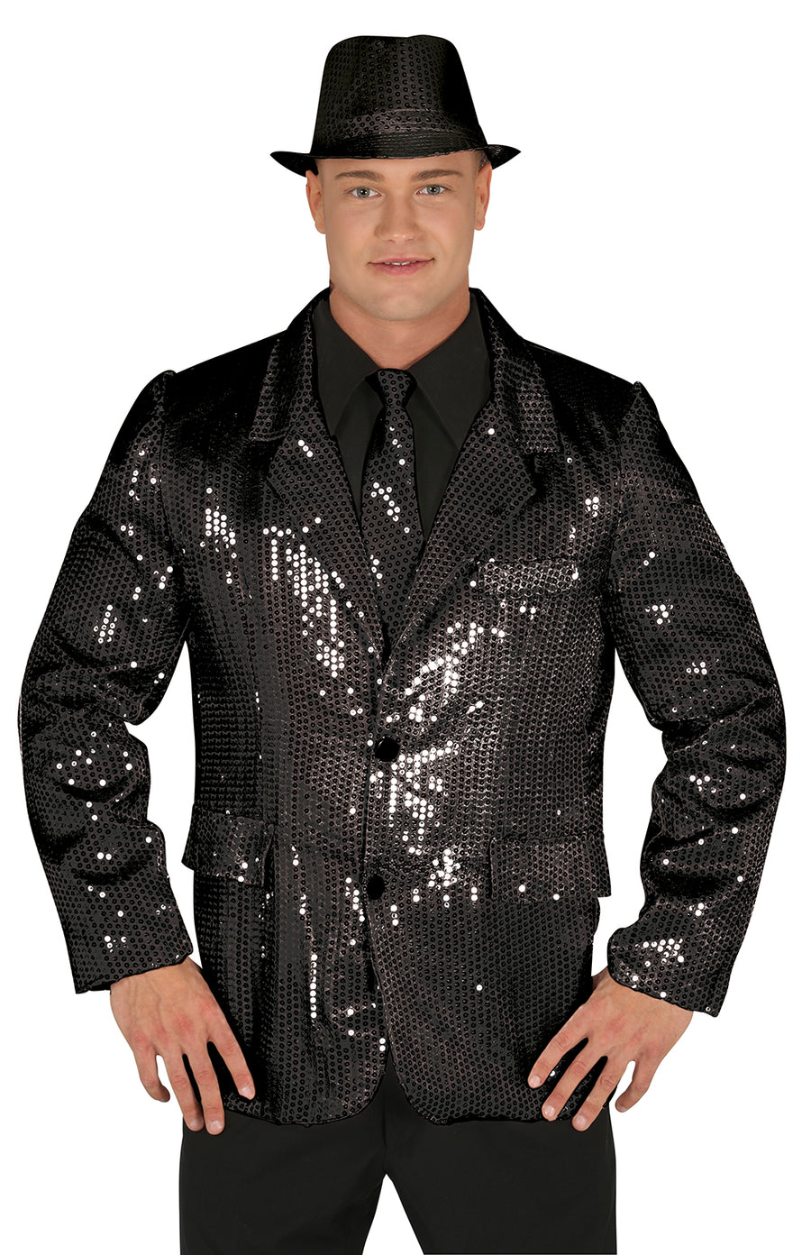 Paillettenjacke für Herren schwarz Glitzer