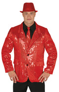 Paillettenjacke für Herren rot Glitzer