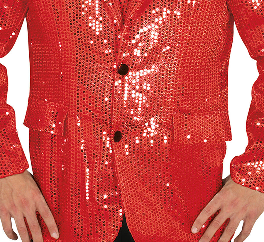 GP88802 – Pailletten Karnevalsjacke Kostüm Rotes – Größe: 48 - 50 (M) – Farbe: Rot, Ansicht 2