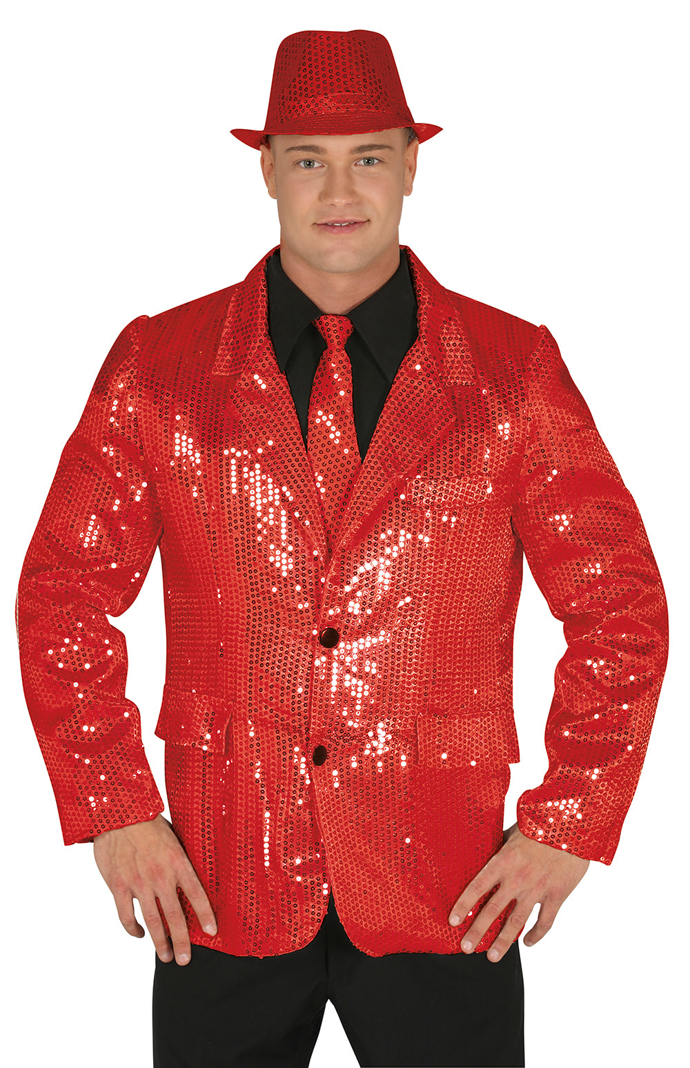 GP88802 – Pailletten Karnevalsjacke Kostüm Rotes – Größe: 52 - 54 (L) – Farbe: Rot