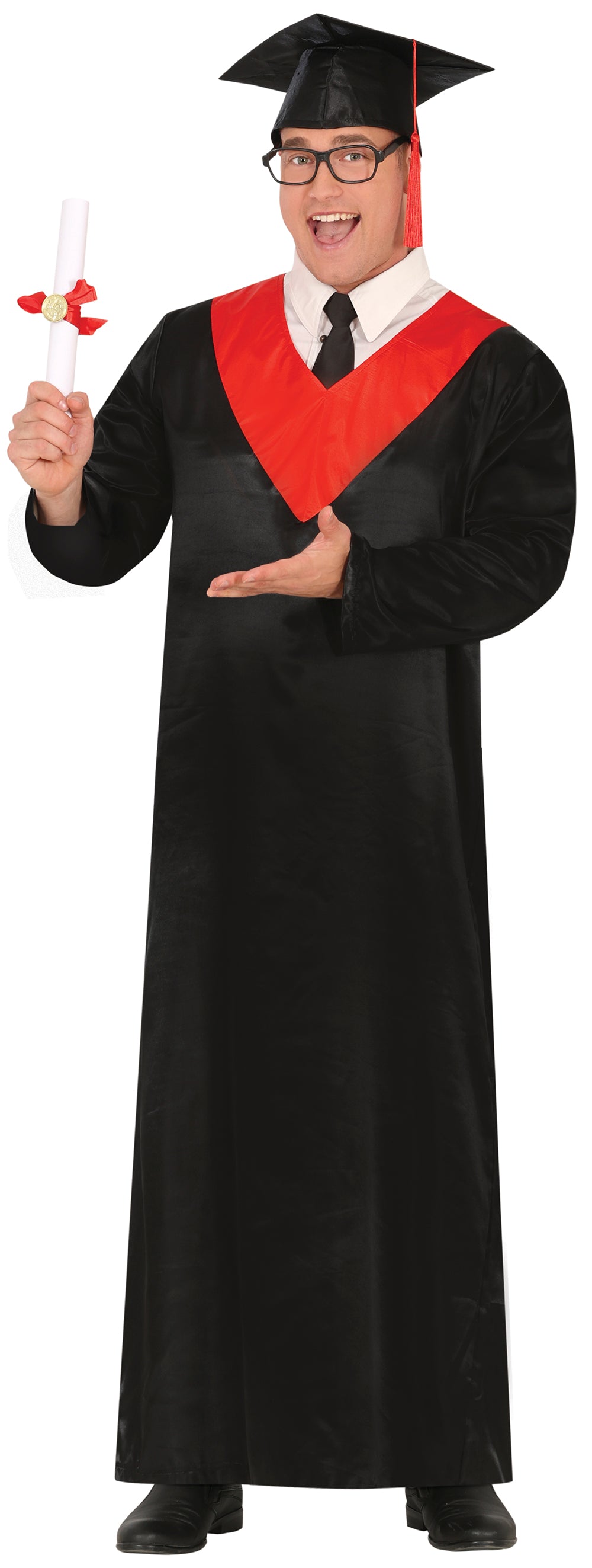 GP88813 – Absolventenrobe Blau Rot Hut Tunika – Größe: 48 - 50 (M) – Farbe: Schwarz