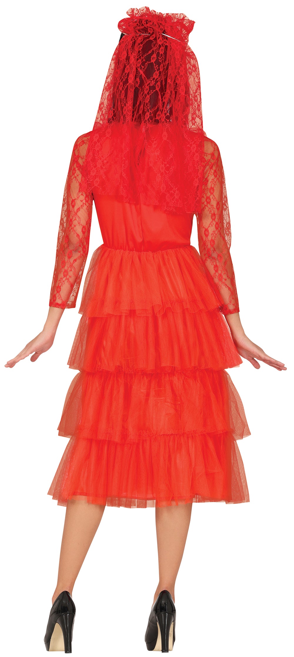 GP88823 – Halloween Rote Spitze Tüll Kleid – Größe: 38 - 40 (M), 42 - 44 (L) – Farbe: Rot