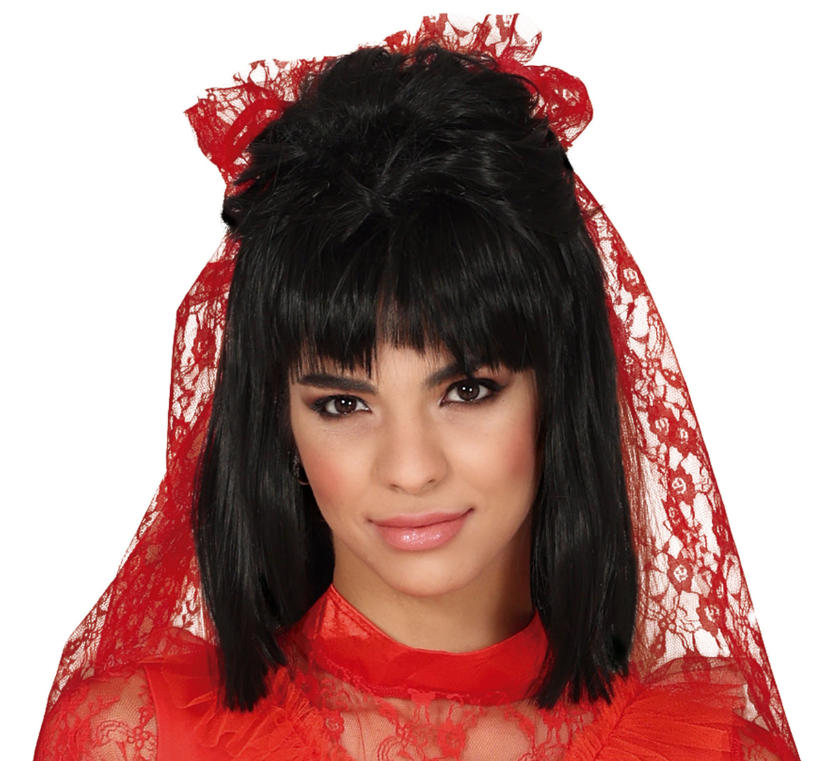 GP88823 – Halloween Rote Spitze Tüll Kleid – Größe: 38 - 40 (M), 42 - 44 (L) – Farbe: Rot