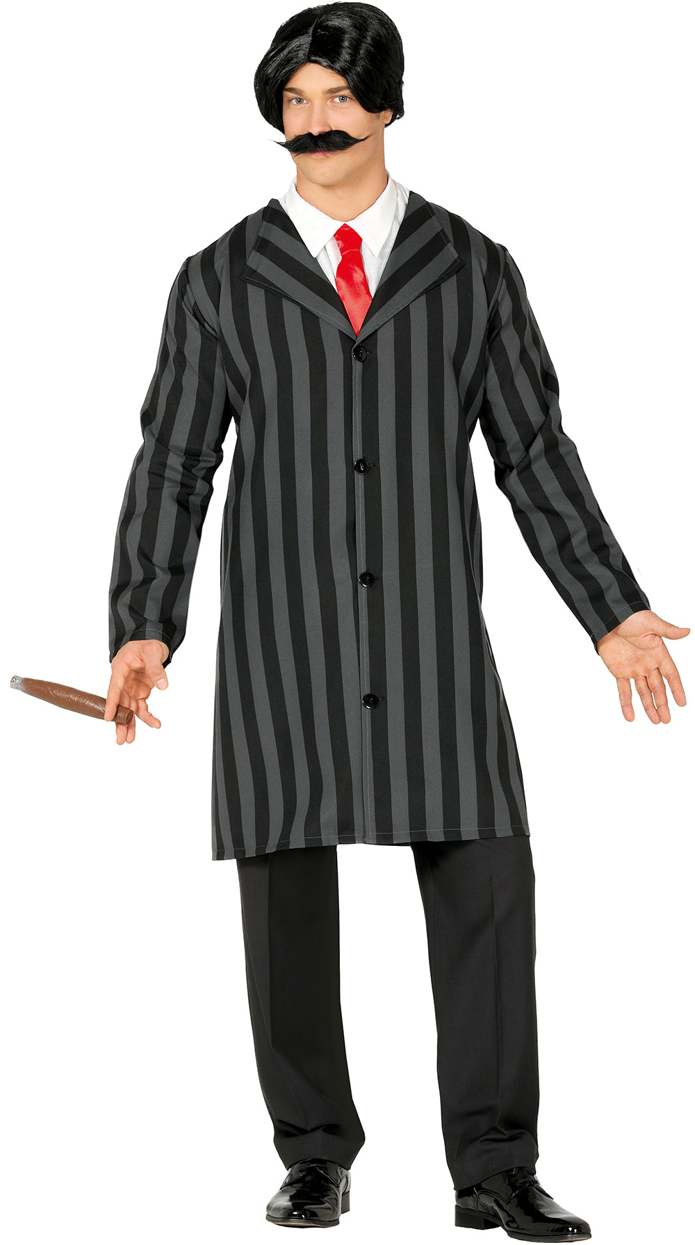 GP88835 – Film Noir Streifenanzug Halloween Outfits – Größe: 48 - 50 (M), 52 - 54 (L) – Farbe: Schwarz