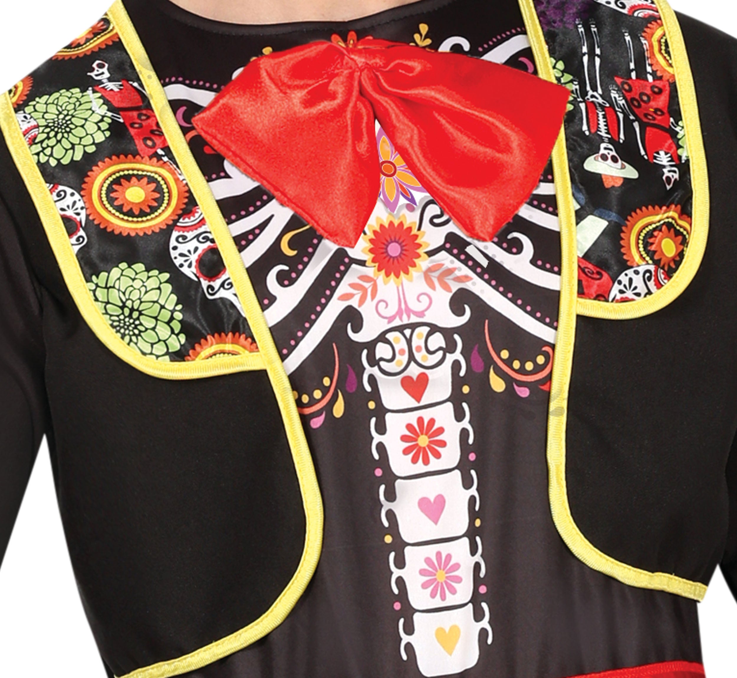 GP88858 – Mexiko Halloween Mariachi Skelett – Größe: 46 - 48 (S), 48 - 50 (M), 52 - 54 (L) – Farbe: Schwarz