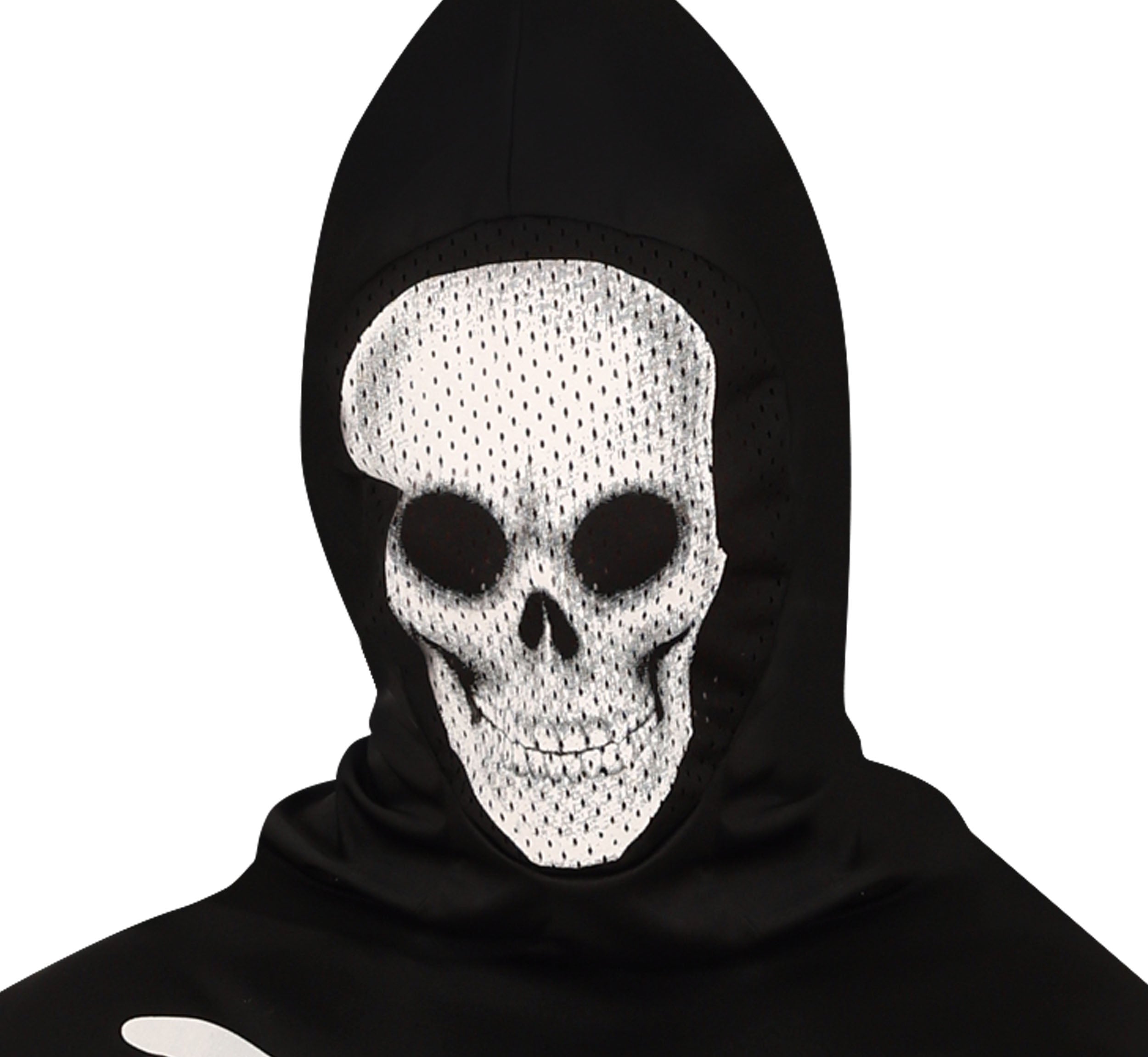 GP88861 – Skelett Halloween Ganzkörperanzug Kapuzenkostüm – Größe: 48 - 50 (M), 52 - 54 (L) – Farbe: Schwarz