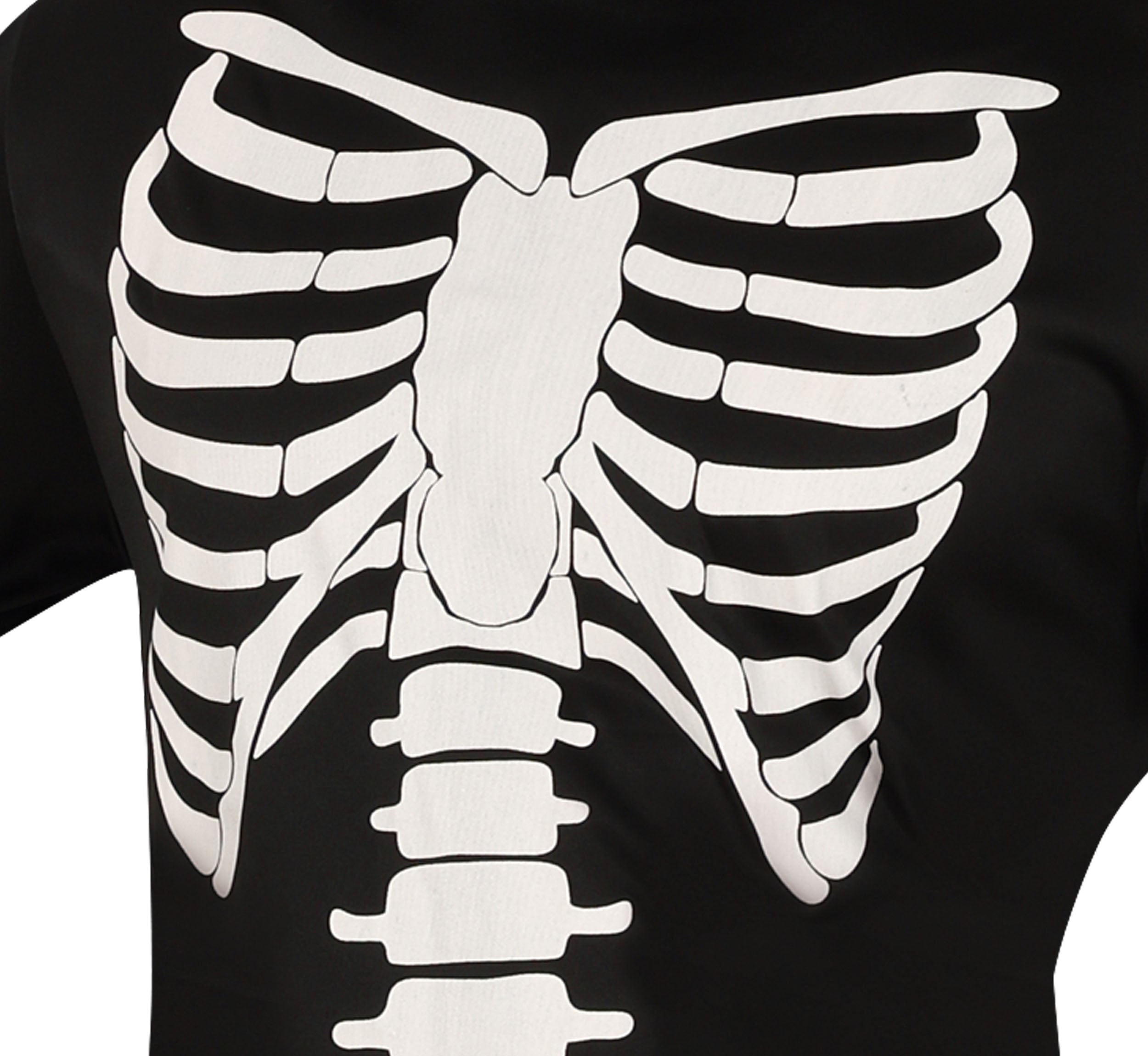 GP88861 – Skelett Halloween Ganzkörperanzug Kapuzenkostüm – Größe: 48 - 50 (M), 52 - 54 (L) – Farbe: Schwarz