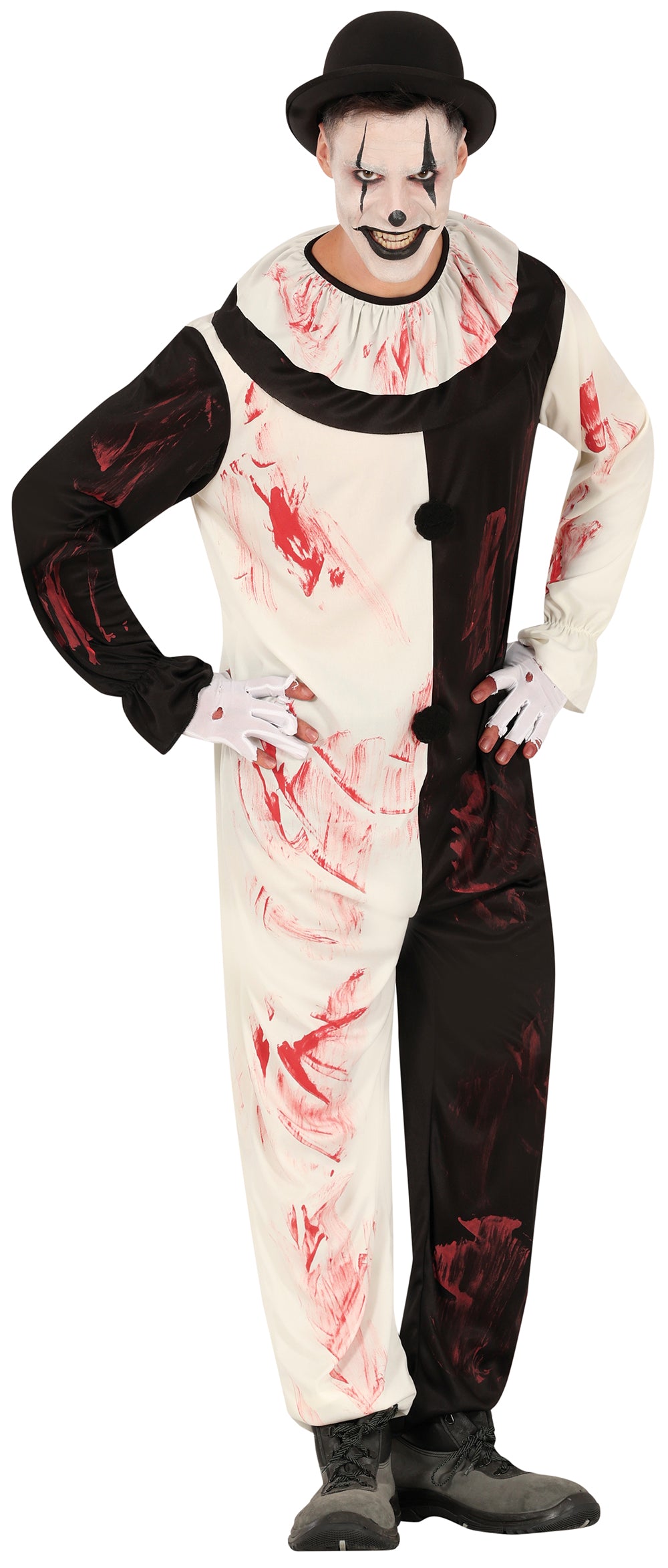 GP88914 – Clown Halloween Kostüm Furchterregend – Größe: 48 - 50 (M), 52 - 54 (L) – Farbe: Weiß