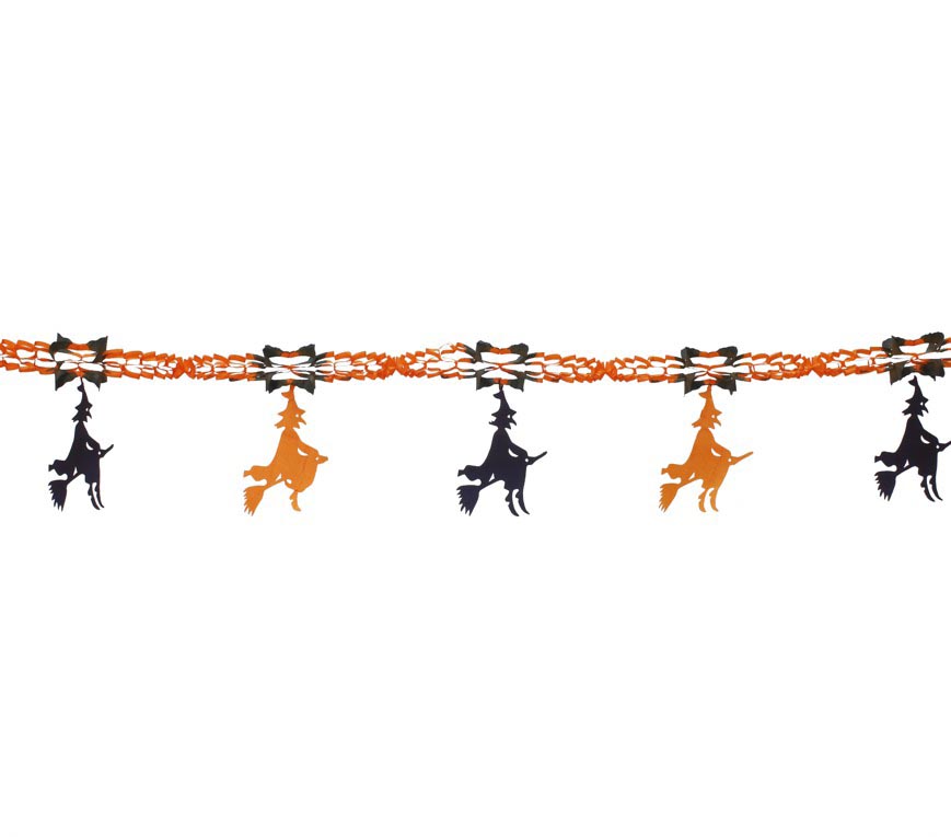 GP8891 – Hexe Halloween Girlande Schwarz Orange – Farbe: Schwarz